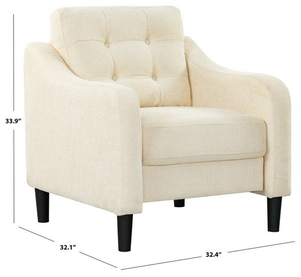 Nathaniel Tufted Back Accent Chair in Cream