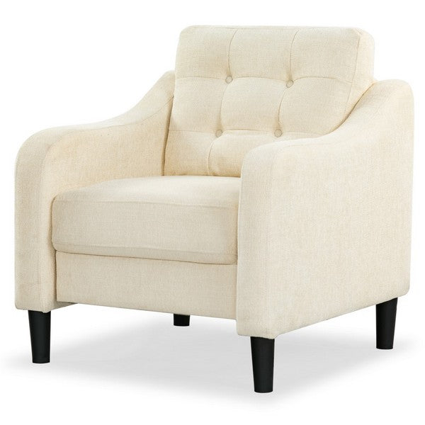 Nathaniel Tufted Back Accent Chair in Cream