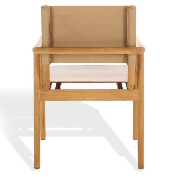 Hutson Leather Dining Chair in Tan with Sungkai Wood Frame