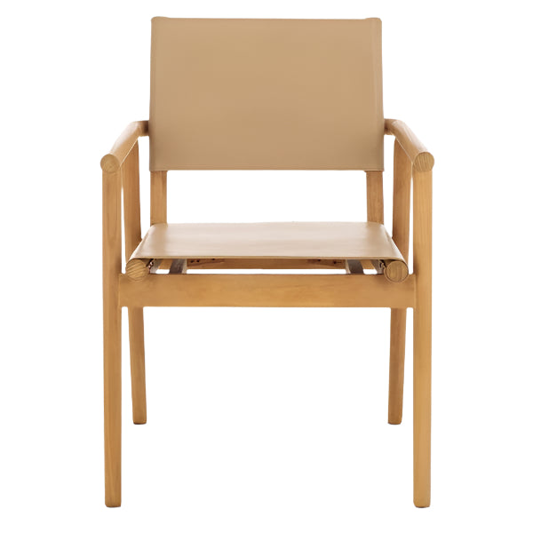 Hutson Leather Dining Chair in Tan with Sungkai Wood Frame