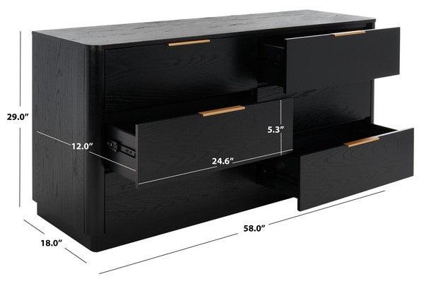 Safavieh Gabrietta Black 6-Drawer Wood Dresser