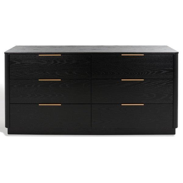 Safavieh Gabrietta Black 6-Drawer Wood Dresser