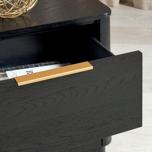 Safavieh Gabrietta Oak Veneer Nightstand in Black with 2 Drawers