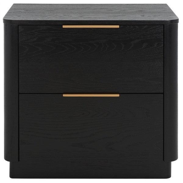 Safavieh Gabrietta Oak Veneer Nightstand in Black with 2 Drawers