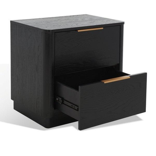 Safavieh Gabrietta Oak Veneer Nightstand in Black with 2 Drawers