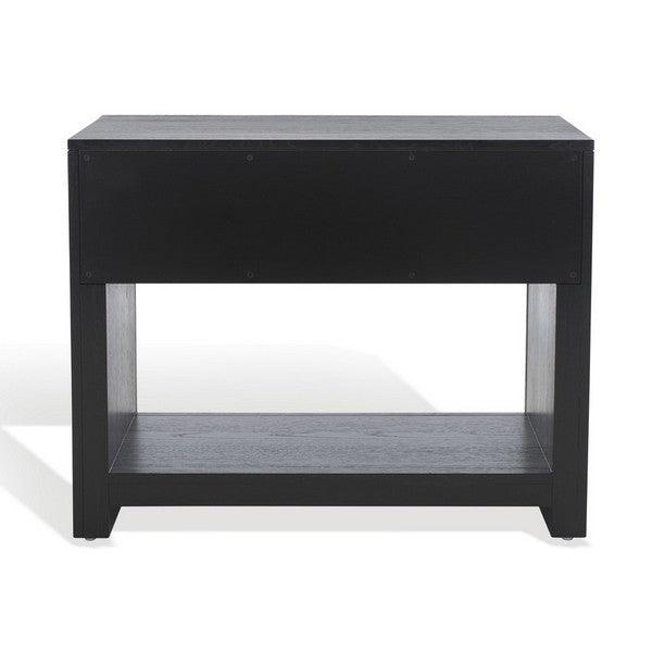 Safavieh Darnell Rubberwood Nightstand in Black with 1 Drawer