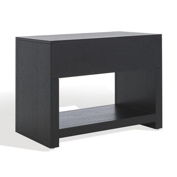 Safavieh Darnell Rubberwood Nightstand in Black with 1 Drawer