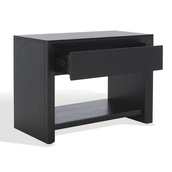 Safavieh Darnell Rubberwood Nightstand in Black with 1 Drawer