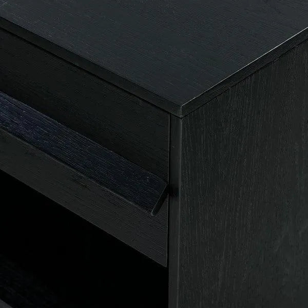 Safavieh Deirdra Rubberwood Nightstand in Black with 1 Drawer