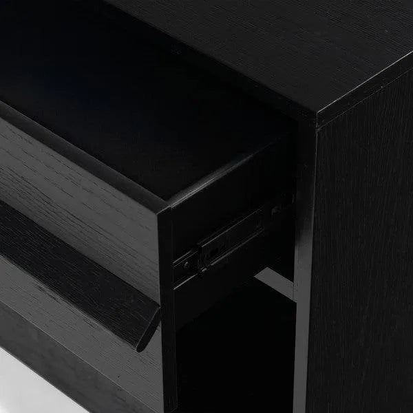 Safavieh Deirdra Rubberwood Nightstand in Black with 1 Drawer