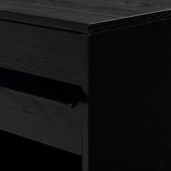 Safavieh Deirdra Rubberwood Nightstand in Black with 1 Drawer