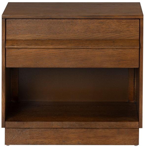 Safavieh Deirdra Rubberwood Nightstand in Medium Oak with 1 Drawer