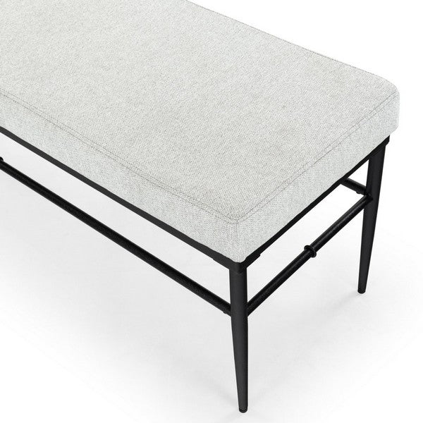 Theabella Wood Bench in Black and Light Gray with Metal Frame