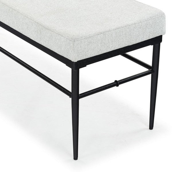 Theabella Wood Bench in Black and Light Gray with Metal Frame