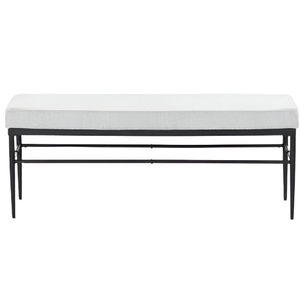 Theabella Wood Bench in Black and Light Gray with Metal Frame