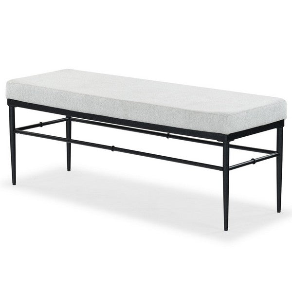 Theabella Wood Bench in Black and Light Gray with Metal Frame