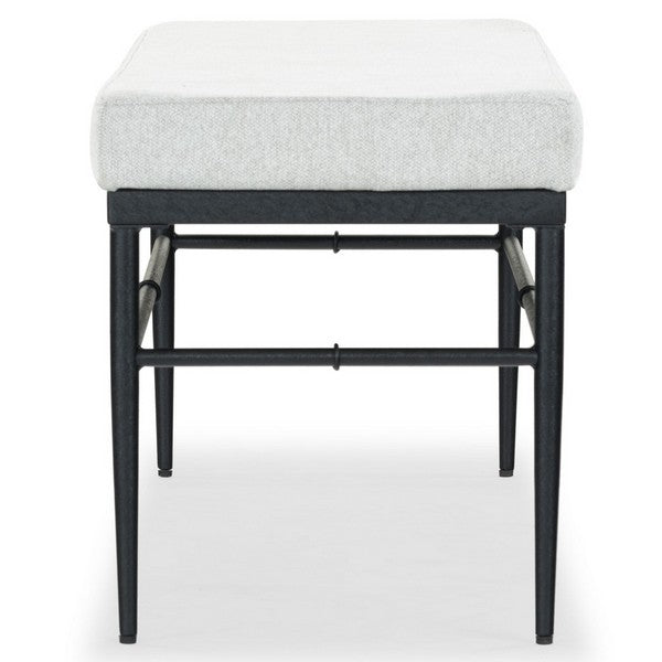 Theabella Wood Bench in Black and Light Gray with Metal Frame