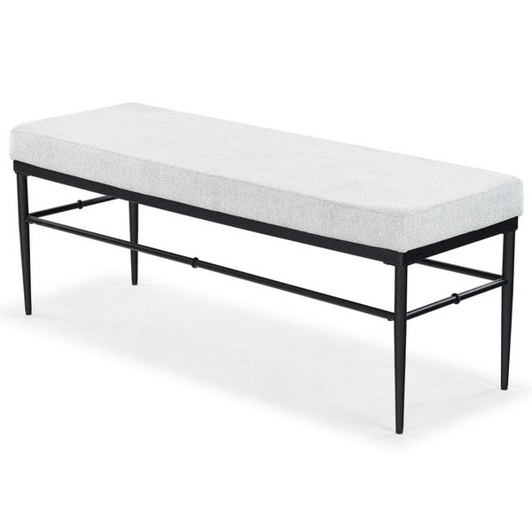 Theabella Wood Bench in Black and Light Gray with Metal Frame