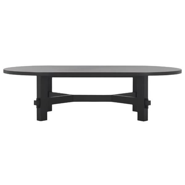 Tabytha Elm Wood Coffee Table in Black with Oversized Oval Top