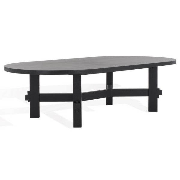 Tabytha Elm Wood Coffee Table in Black with Oversized Oval Top