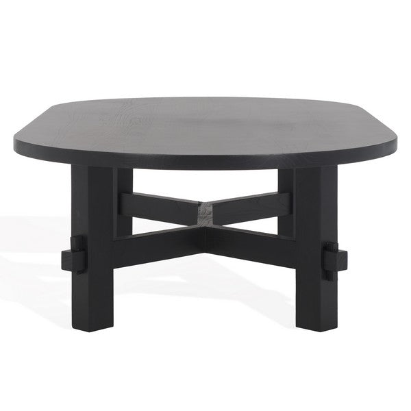 Tabytha Elm Wood Coffee Table in Black with Oversized Oval Top