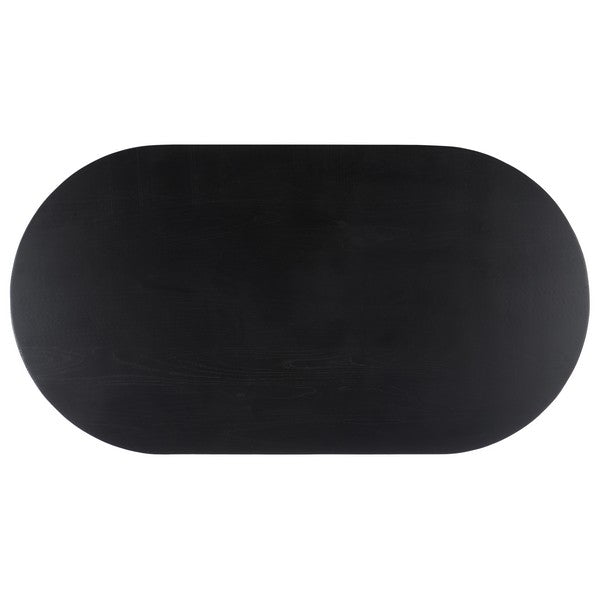 Tabytha Elm Wood Coffee Table in Black with Oversized Oval Top