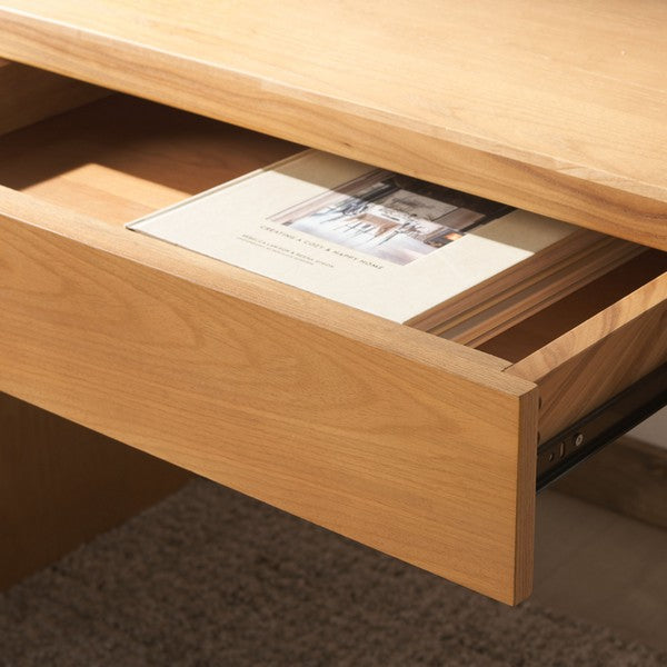 Deborah Elm Wood Desk in Natural with Drawer