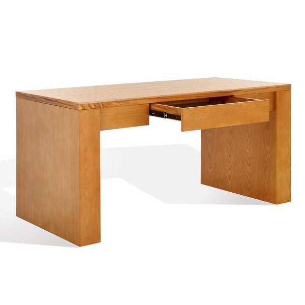 Deborah Elm Wood Desk in Natural with Drawer