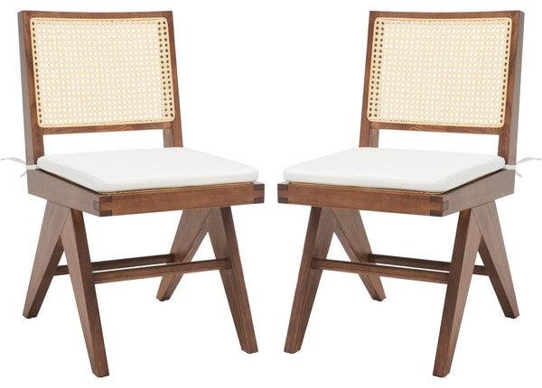 Safavieh Colette Natural-Walnut Rattan Dining Chair (Set of 2)