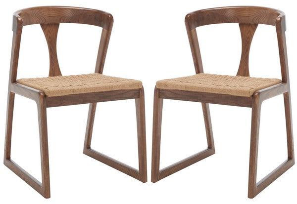 Safavieh Jamal Walnut-Natural Woven Dining Chair (Set of 2)