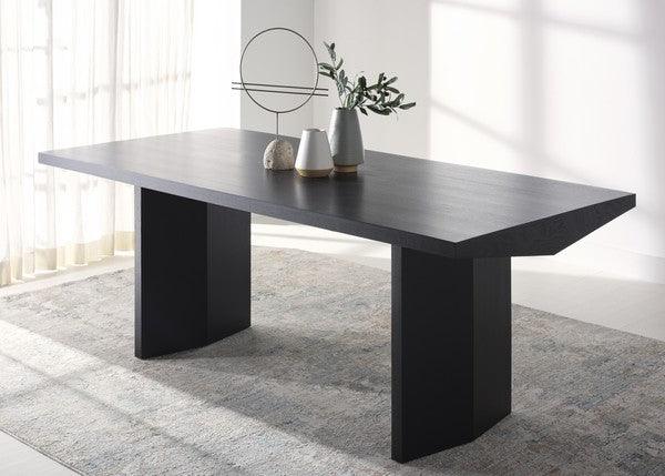 Safavieh Jaylin Ash Wood Dining Table in Black with Bold Geometry