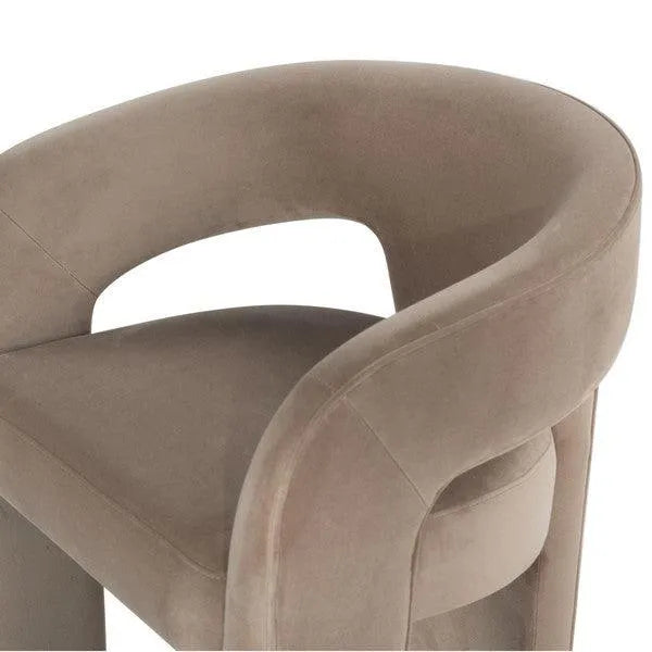 Safavieh Catharia Velvet Dining Chair in Brown with 3-Leg