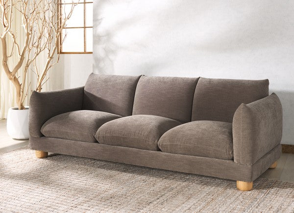 Marysa Chenille Sofa in Dark Brown/Natural