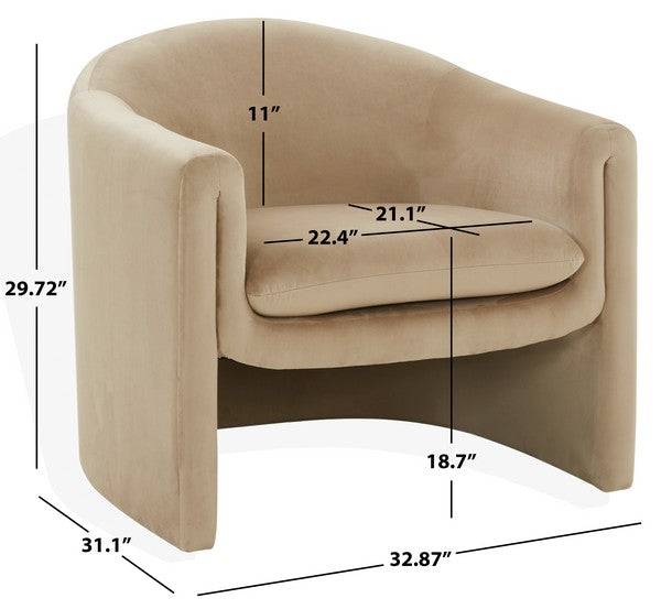 Laylette Velvet Accent Chair in Light Brown