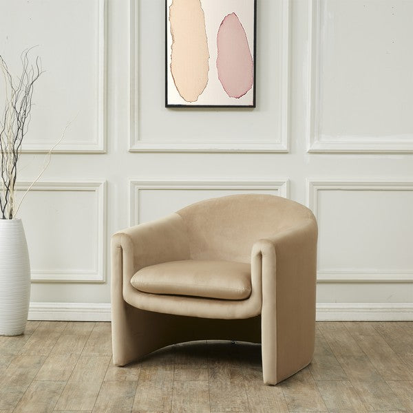 Laylette Velvet Accent Chair in Light Brown