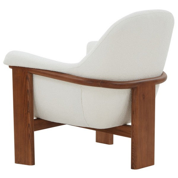 Safavieh Sylvana Boucle Accent Chair in Ivory/Walnut