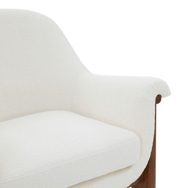 Safavieh Sylvana Boucle Accent Chair in Ivory/Walnut