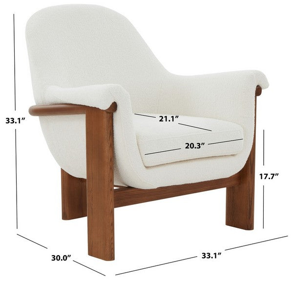 Sylvana Boucle Accent Chair in Ivory/Walnut