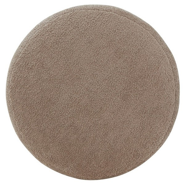 Nikolas Round Boucle Ottoman in Light Brown