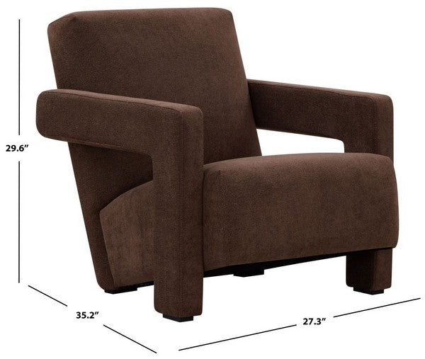 Taylor Boucle Accent Chair in Dark Brown with Angled Back and Seat