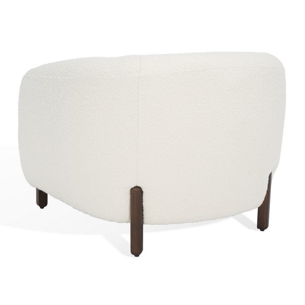 Safavieh Westley Boucle Accent Chair in Ivory with Barrel Back