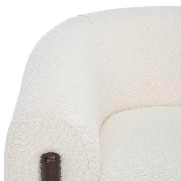 Safavieh Westley Boucle Accent Chair in Ivory with Barrel Back