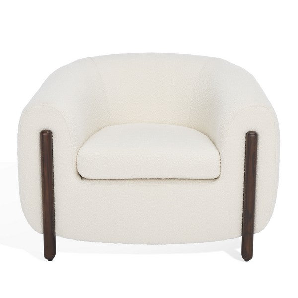 Safavieh Westley Boucle Accent Chair in Ivory with Barrel Back