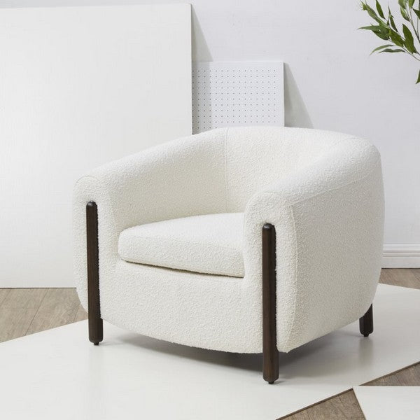 Safavieh Westley Boucle Accent Chair in Ivory with Barrel Back