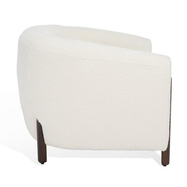 Safavieh Westley Boucle Accent Chair in Ivory with Barrel Back