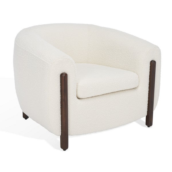 Safavieh Westley Boucle Accent Chair in Ivory with Barrel Back