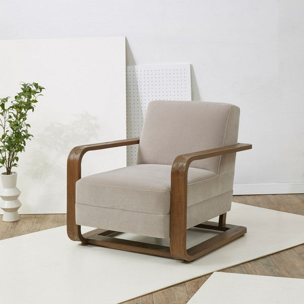 Jayshaw Wood Frame Accent Chair in Gray