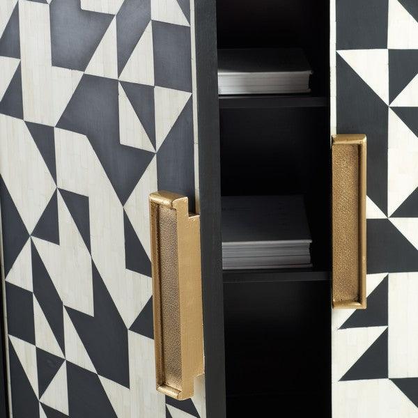 Safavieh Kimori Bar Cabinet in Black and White with 3 Shelves