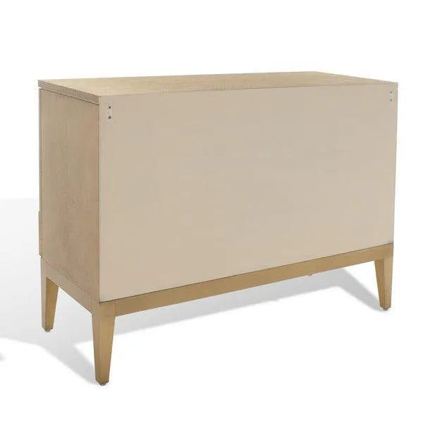 Safavieh Dorielle Sideboard in Gold with Geometric Textured Panels