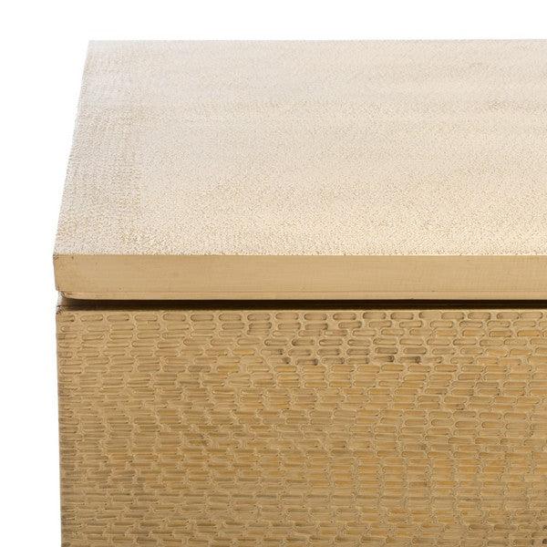 Safavieh Dorielle Sideboard in Gold with Geometric Textured Panels